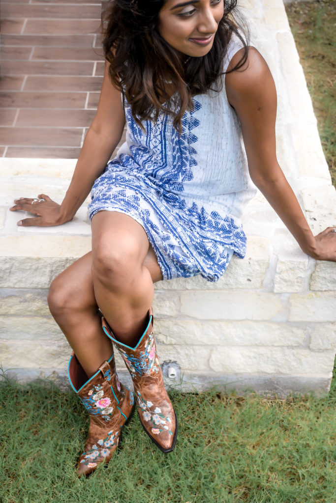 A Pair of Floral Cowboy Boots